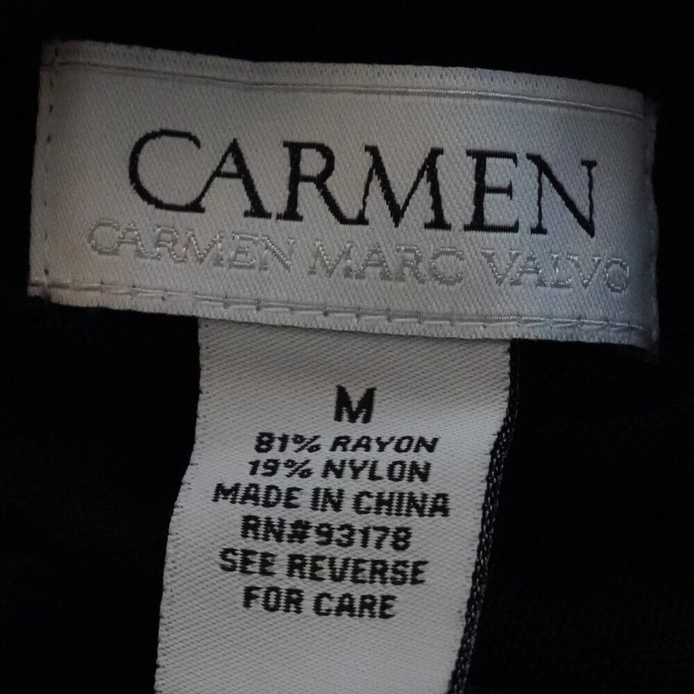 Carmen Marc Valvo, Short Sleeve Mock Neck Sheer Knit Top, Black Size Medium - Picture 5 of 5